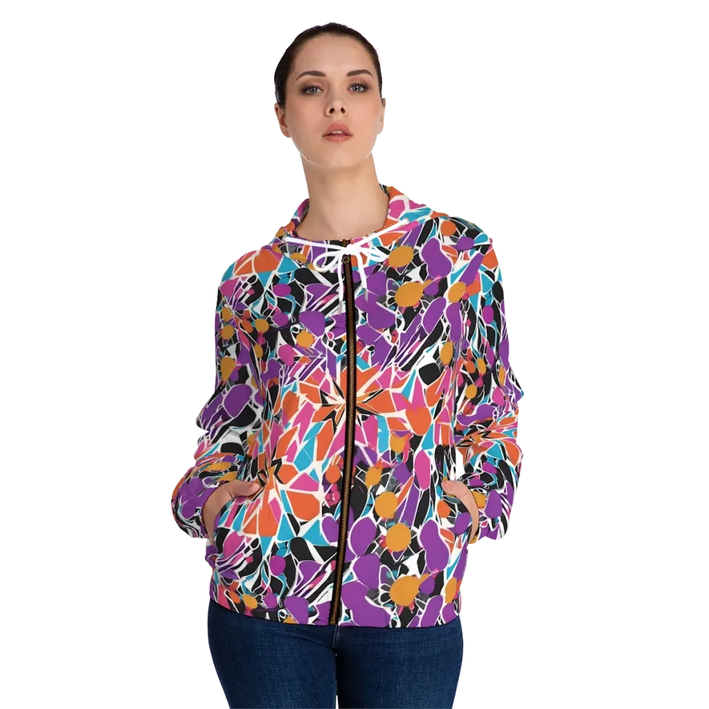 Kaleidoscope Grove on Women's Full-Zip Hoodie — Front On Person