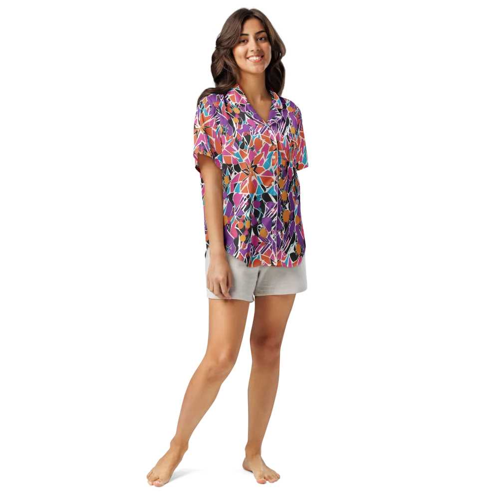 Kaleidoscope Grove on Women's Short Sleeve Pajama Top — Front