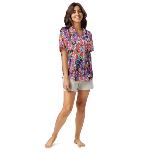 Kaleidoscope Grove on a Women's Short Sleeve Pajama Top