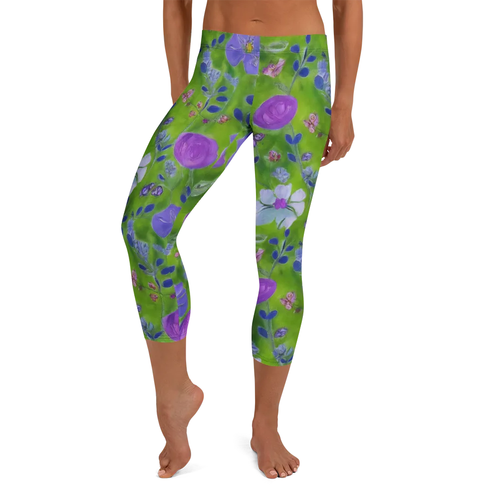 Garden Voltage on Capri Leggings — Front