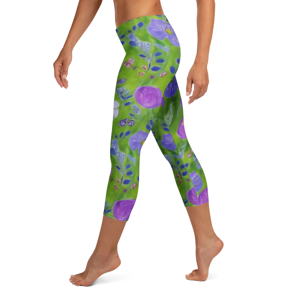 Garden Voltage on Capri Leggings — Left