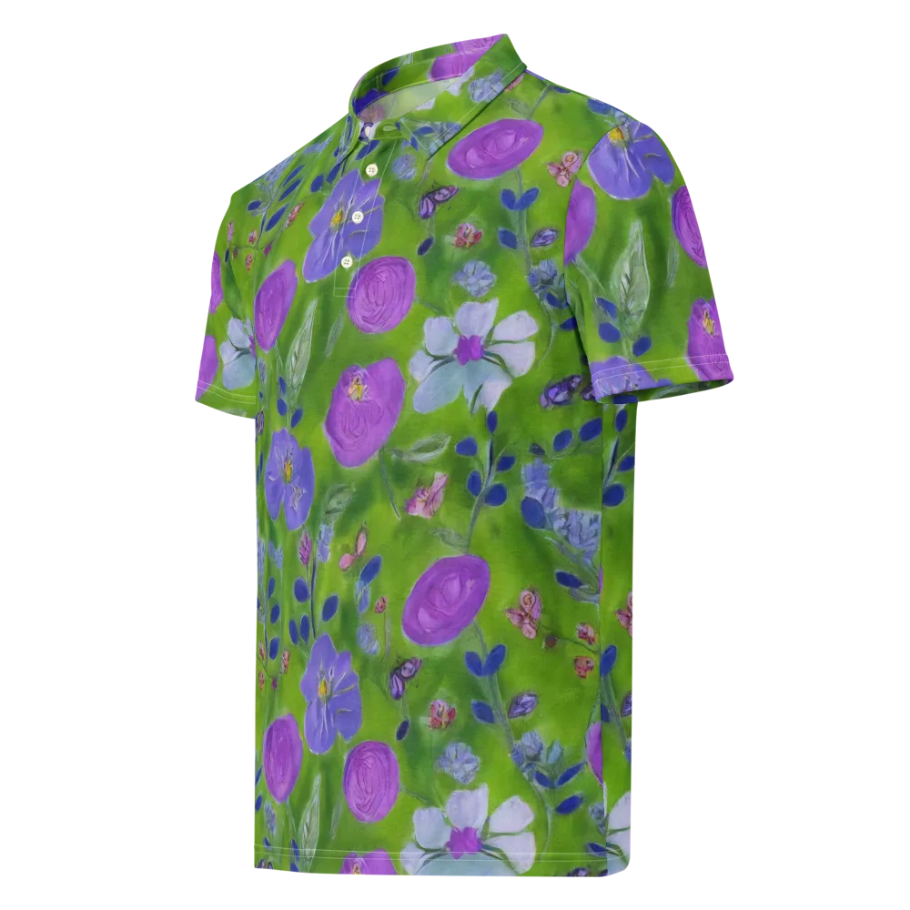 Garden Voltage on Men's Slim Fit Polo Shirt — Left Front
