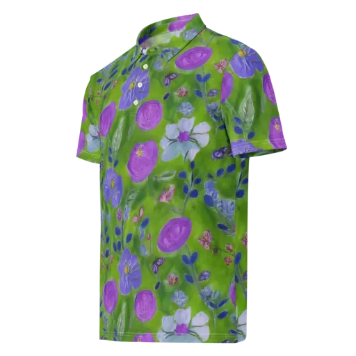 Garden Voltage on a Men's Slim Fit Polo Shirt