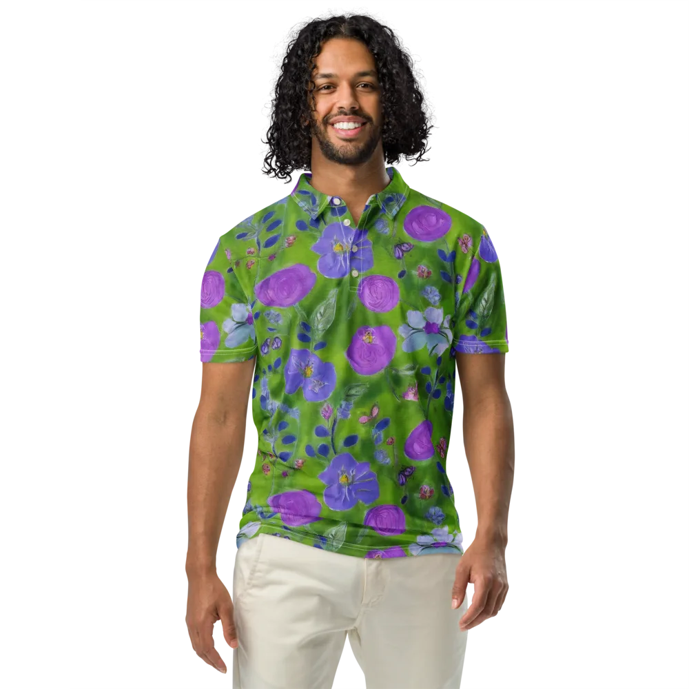 Garden Voltage on Men's Slim Fit Polo Shirt — Front