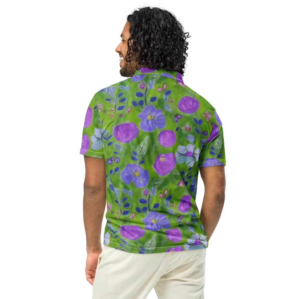 Garden Voltage on Men's Slim Fit Polo Shirt — Back