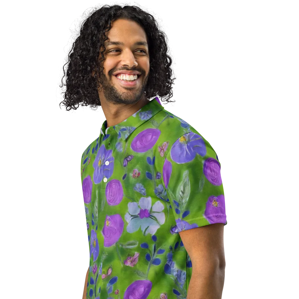 Garden Voltage on Men's Slim Fit Polo Shirt — Left Front