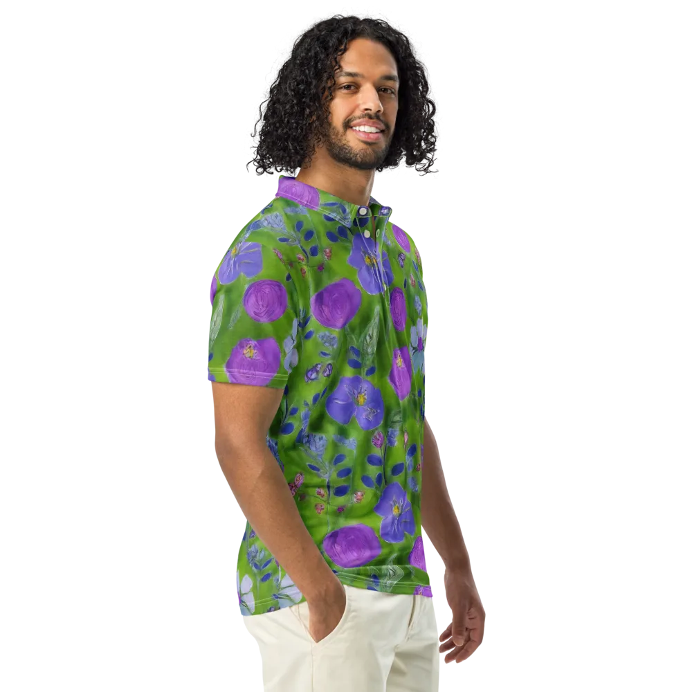 Garden Voltage on Men's Slim Fit Polo Shirt — Right Front