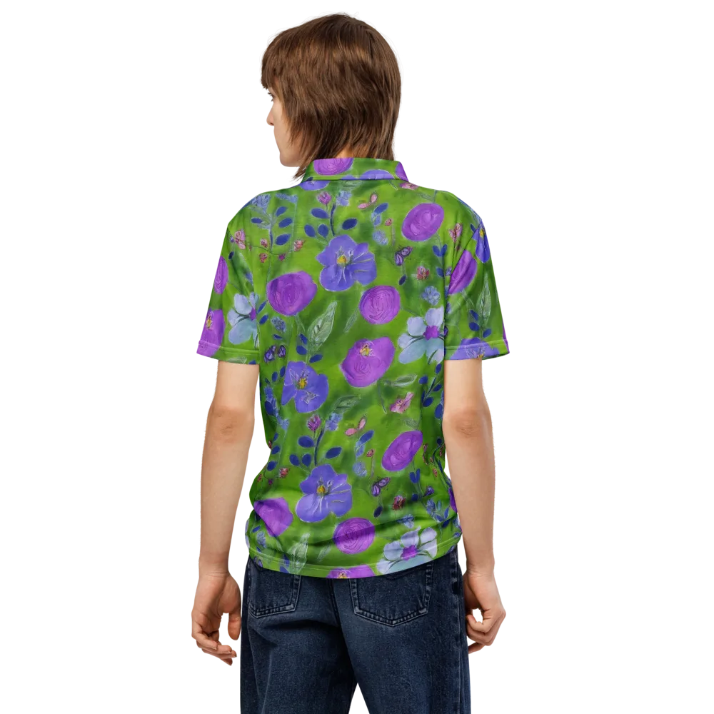 Garden Voltage on Men's Slim Fit Polo Shirt — Back