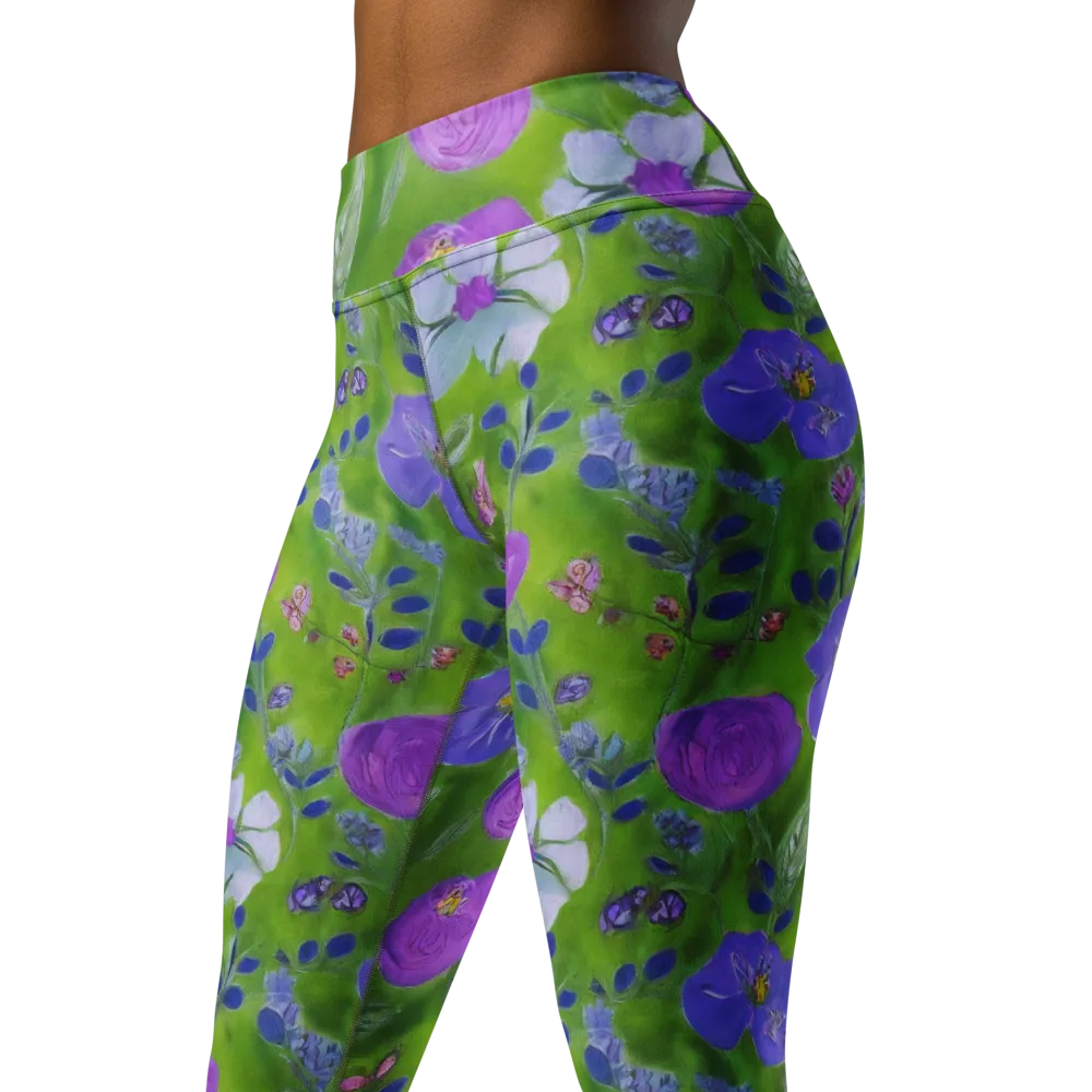 Garden Voltage on Yoga Leggings — Left Front