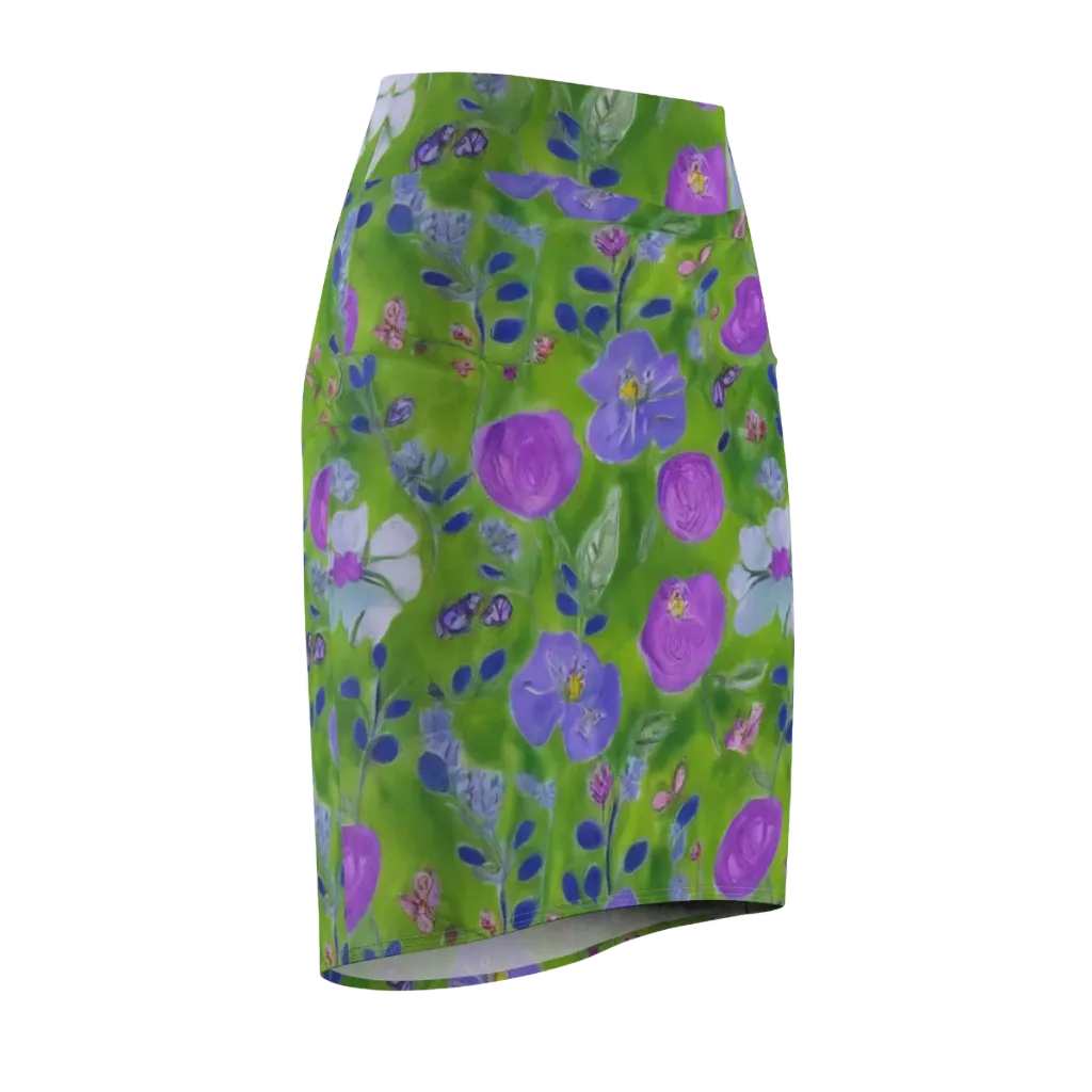 Garden Voltage on Pencil Skirt — Front Side