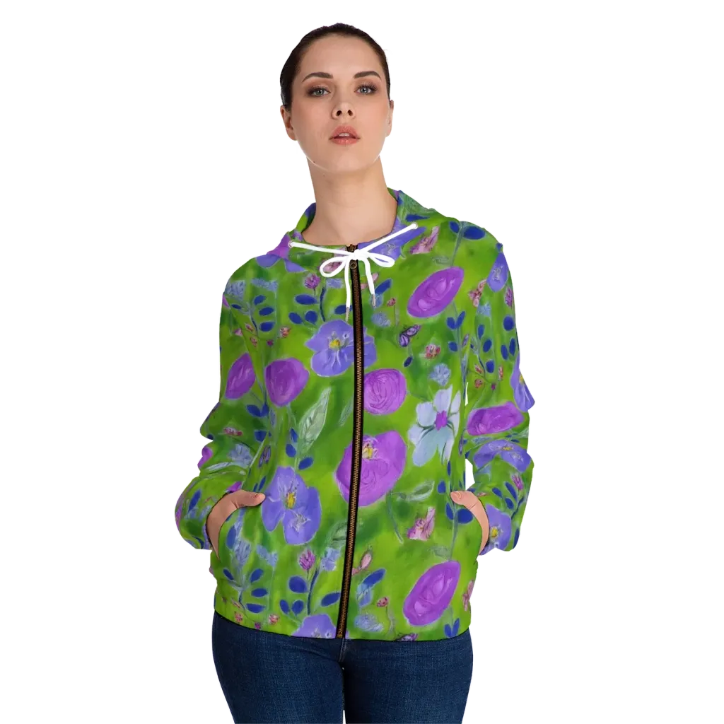 Garden Voltage on Women's Full-Zip Hoodie — Front On Person