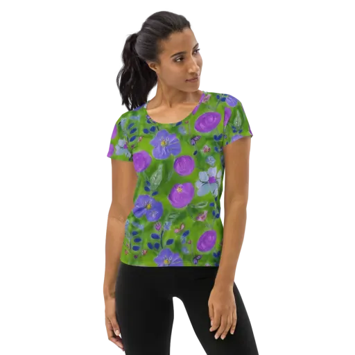Garden Voltage on a Women's Athletic T-Shirt