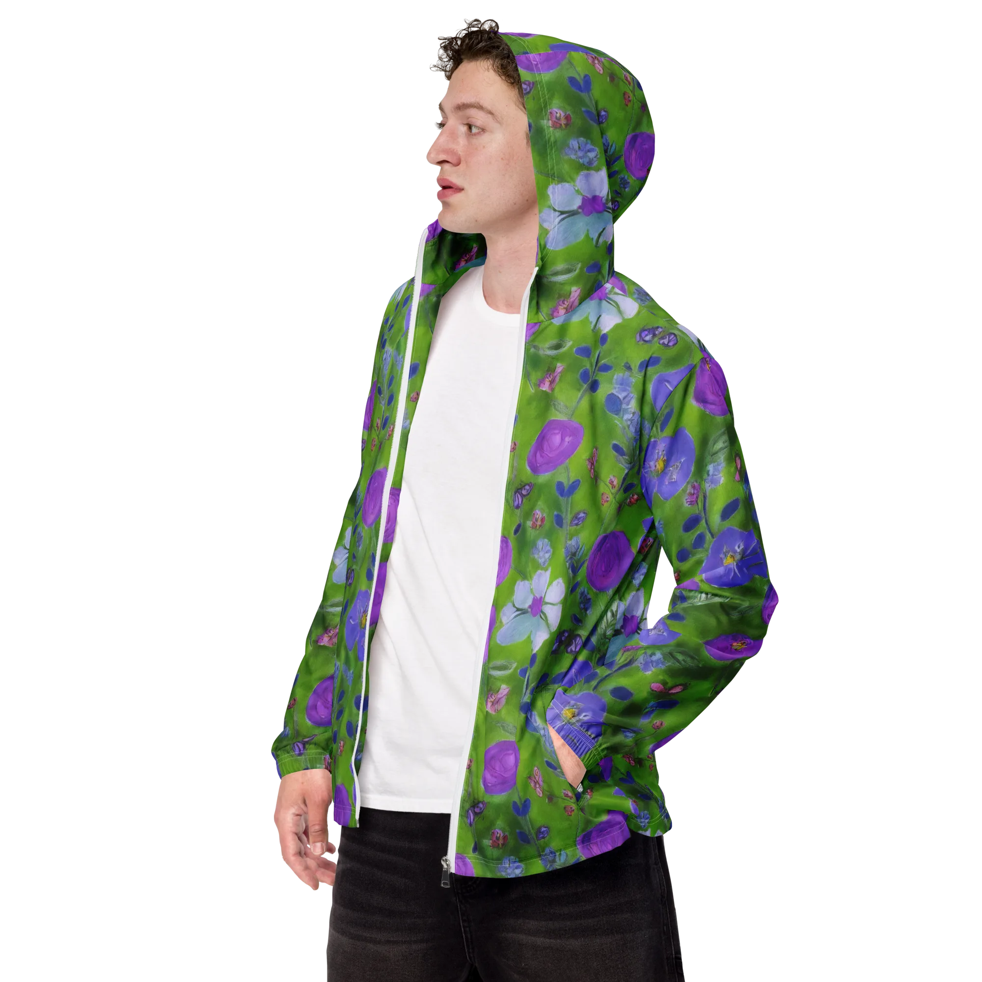 Garden Voltage on Men's Windbreaker — Left Front