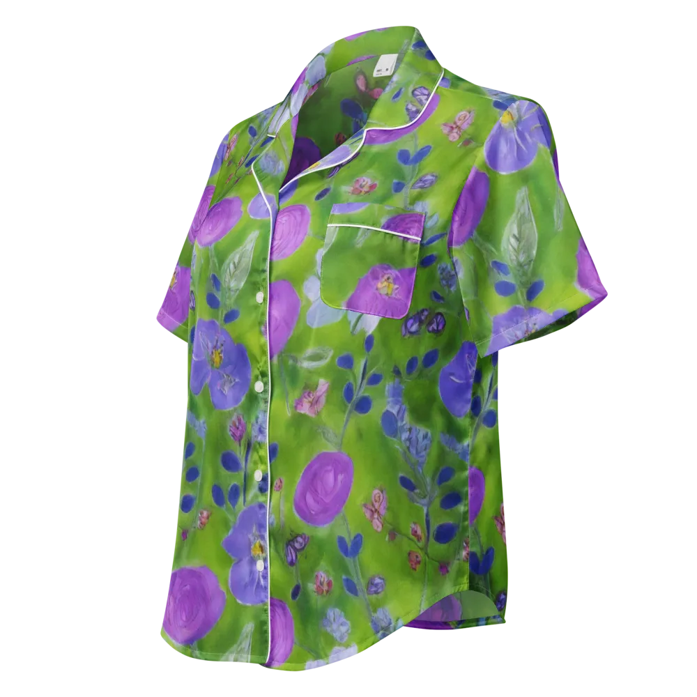 Garden Voltage on Women's Short Sleeve Pajama Top — Left Front