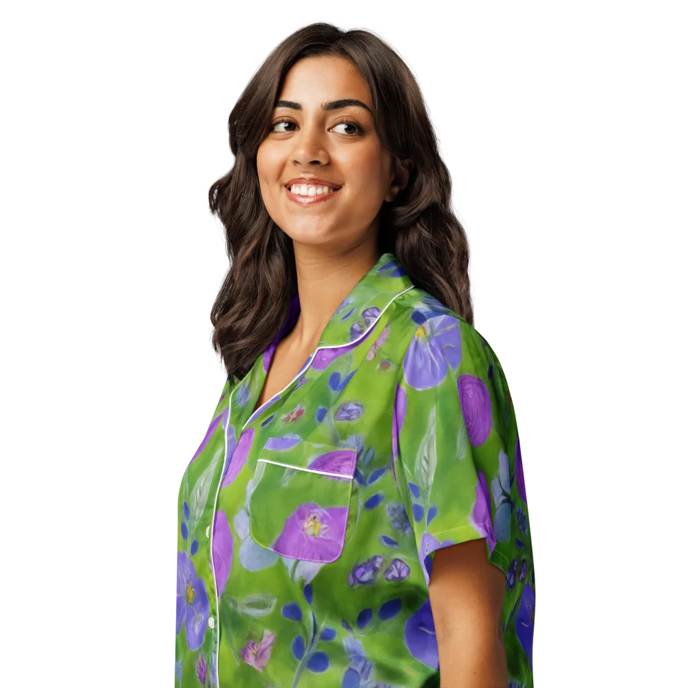 Garden Voltage on Women's Short Sleeve Pajama Top — Left Front