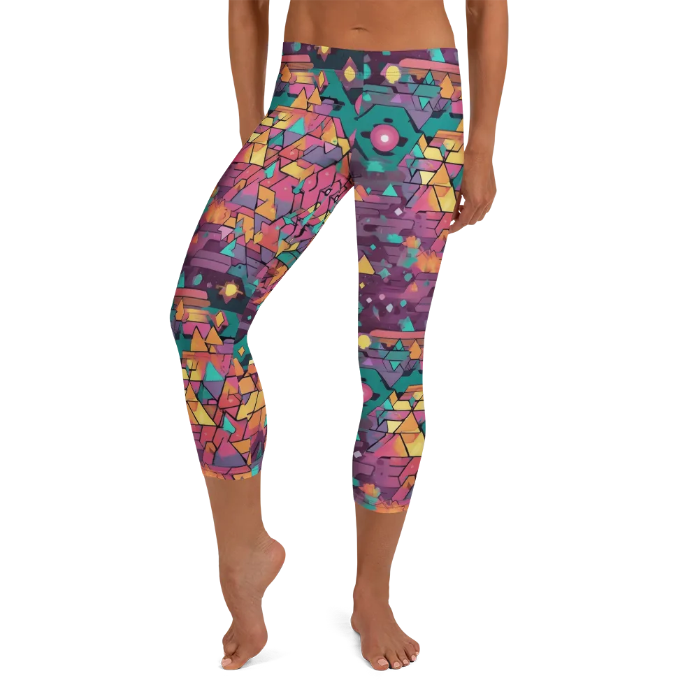 Prismatic Rumble on Capri Leggings — Front