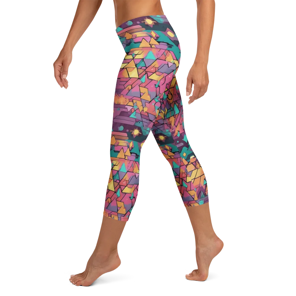 Prismatic Rumble on Capri Leggings — Left