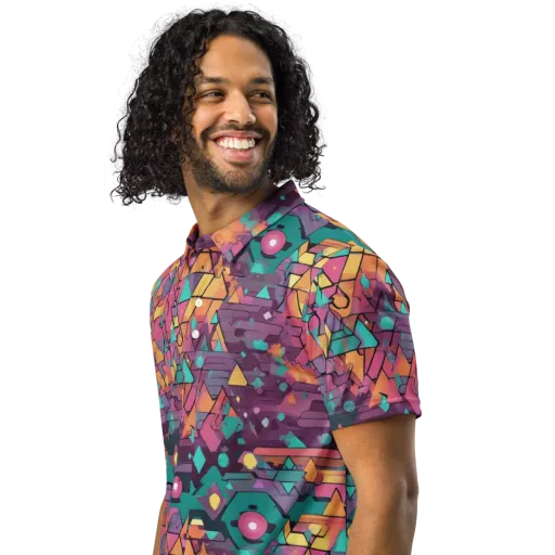 Prismatic Rumble on a Men's Slim Fit Polo Shirt