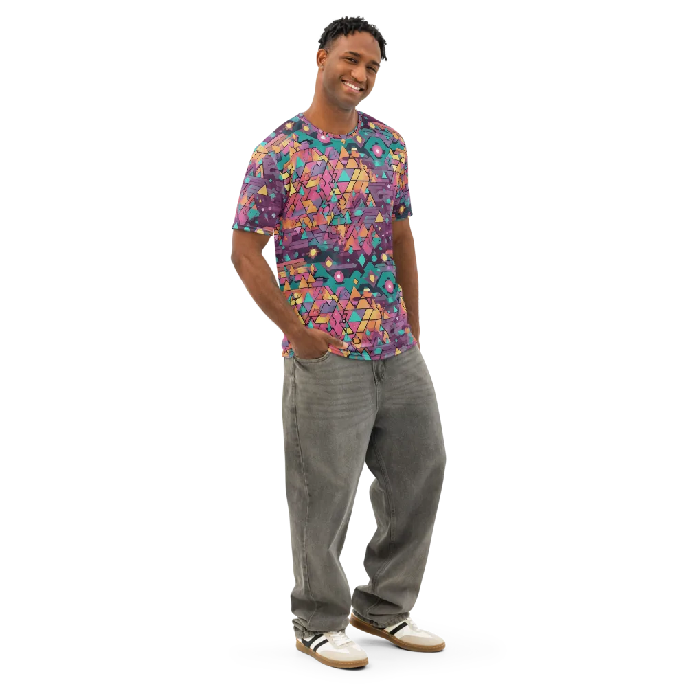 Prismatic Rumble on Men's Cotton Crew Neck T-Shirt — Right Front