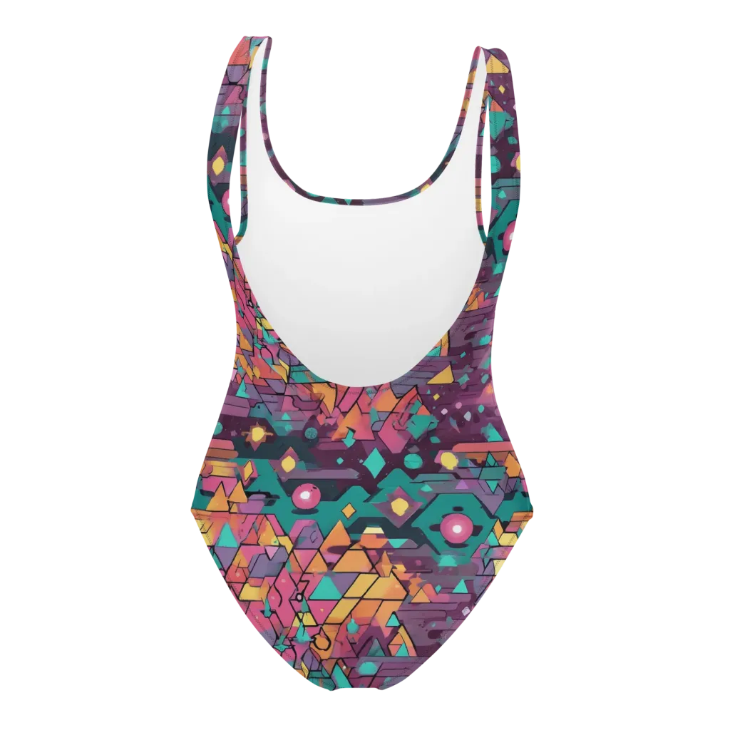 Prismatic Rumble on One-Piece Swimsuit — Back