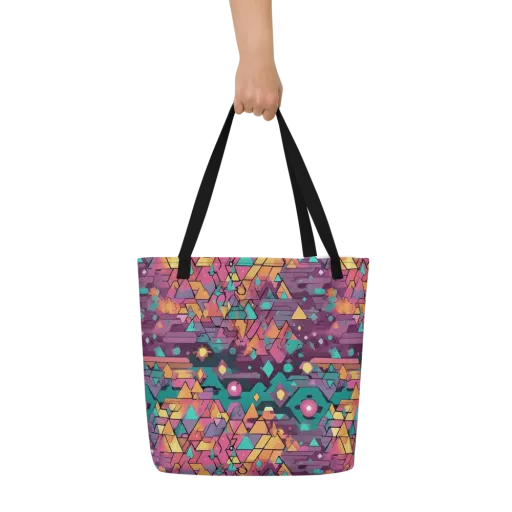 Prismatic Rumble on a Large Tote Bag W/ Pocket