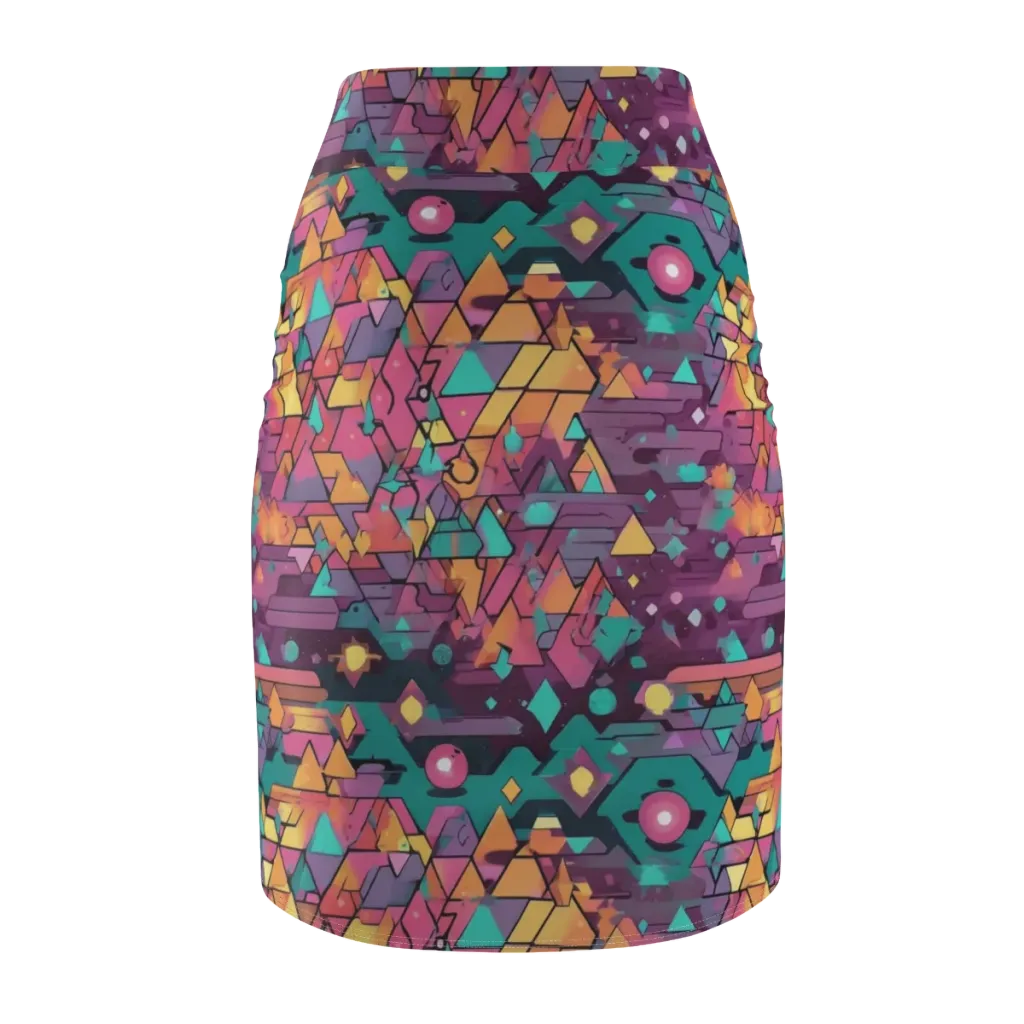Prismatic Rumble on Pencil Skirt — Back