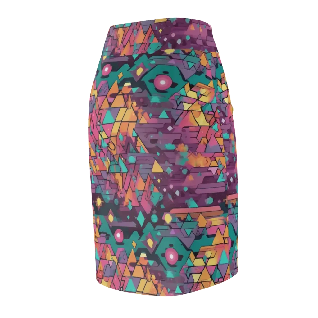 Prismatic Rumble on Pencil Skirt — Back Side