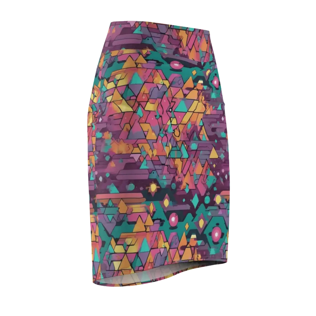Prismatic Rumble on Pencil Skirt — Front Side