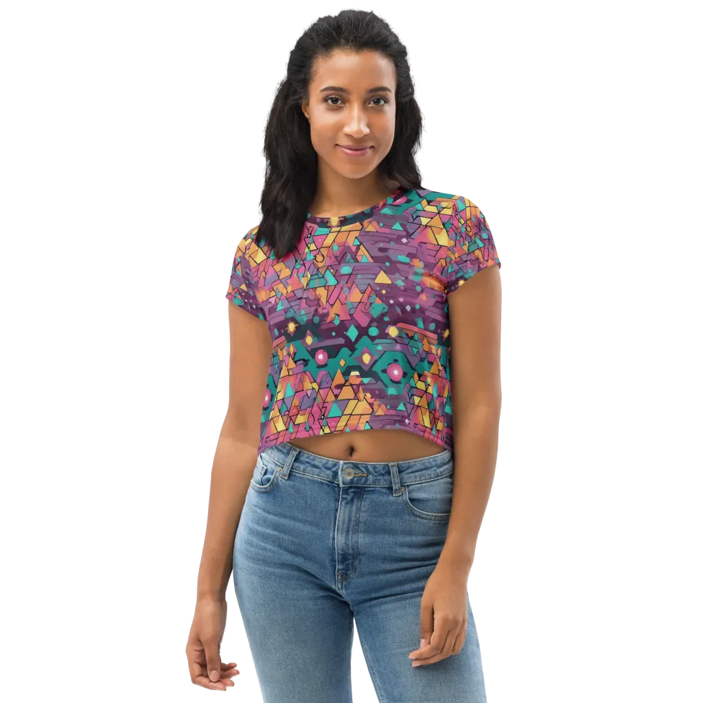 Prismatic Rumble on Crop Tee — Front