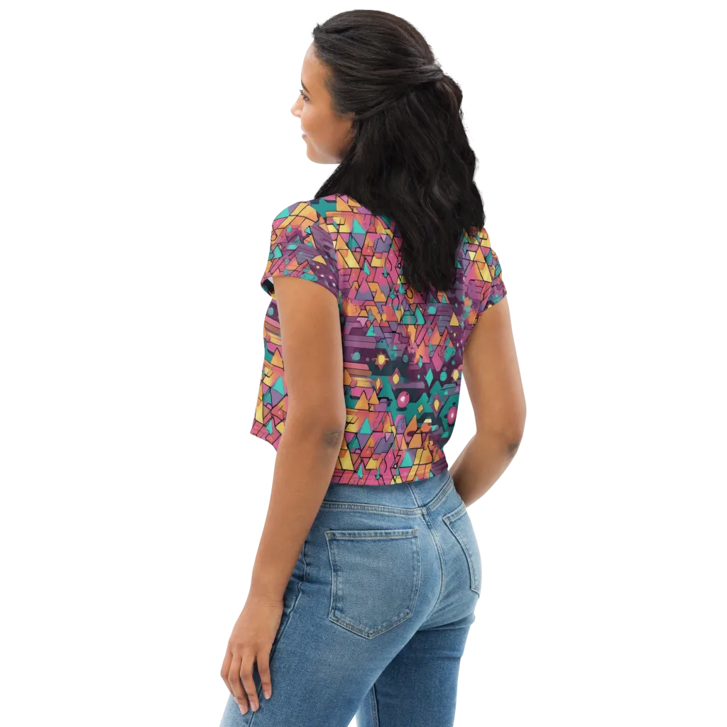 Prismatic Rumble on Crop Tee — Left Back