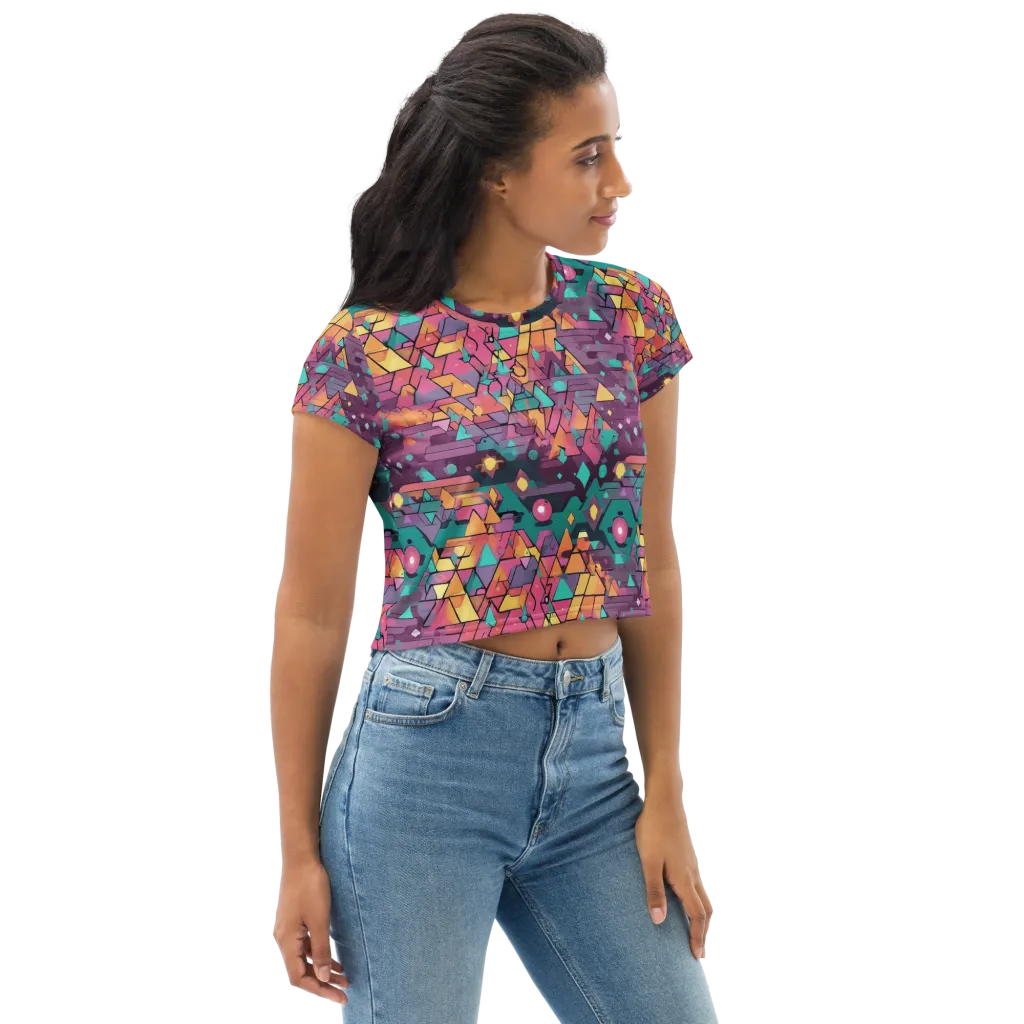 Prismatic Rumble on Crop Tee — Right Front