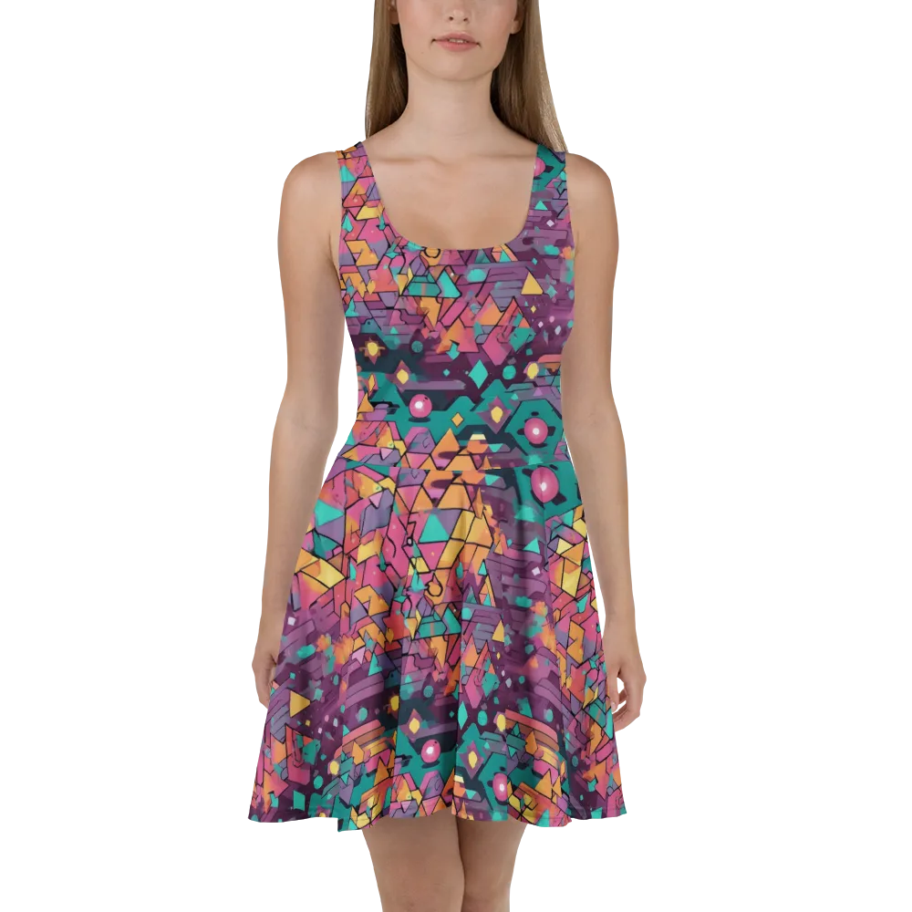 Prismatic Rumble on Skater Dress — Front