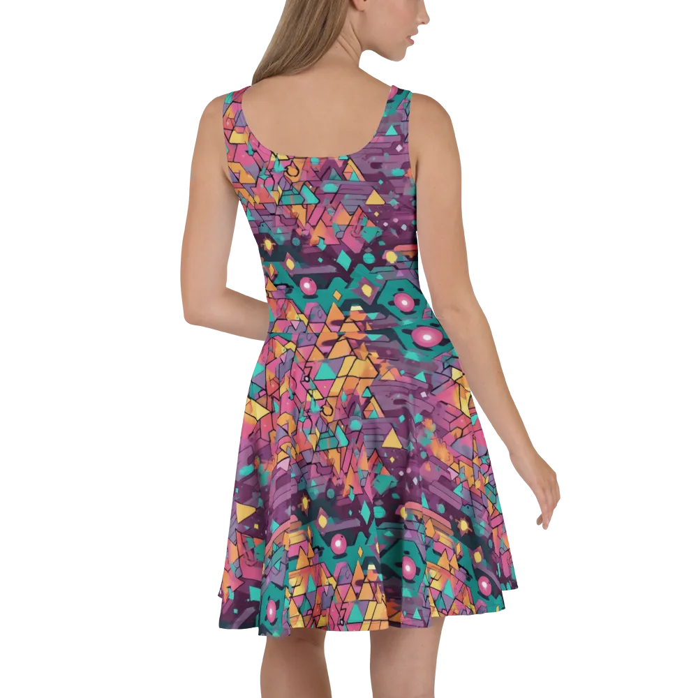Prismatic Rumble on Skater Dress — Back