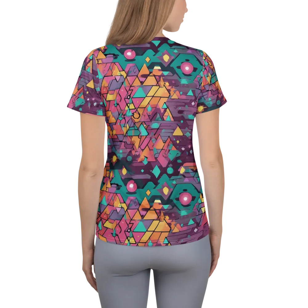 Prismatic Rumble on Women's Athletic T-Shirt — Back
