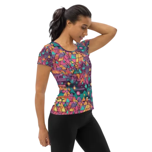 Prismatic Rumble on a Women's Athletic T-Shirt
