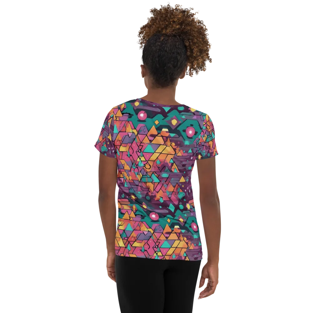 Prismatic Rumble on Women's Athletic T-Shirt — Back
