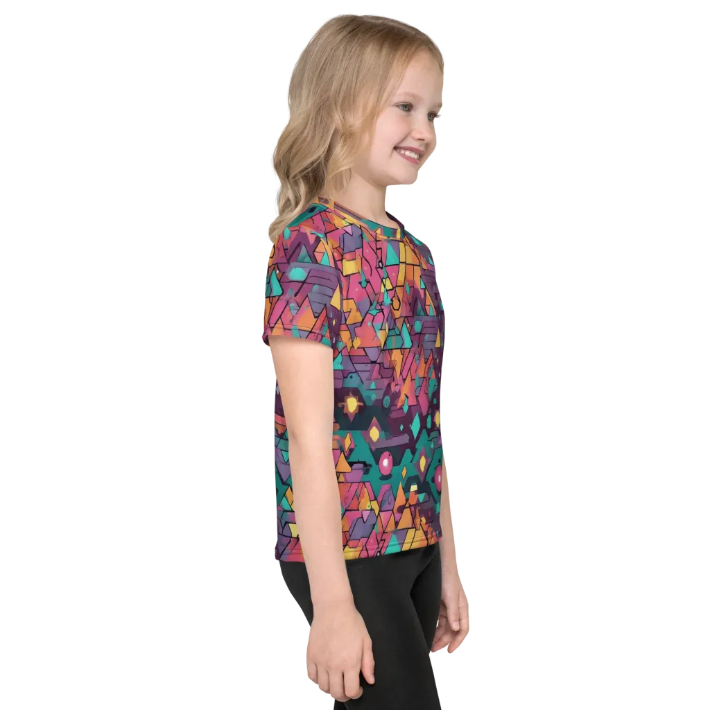 Prismatic Rumble on Kids Crew Neck T-Shirt — Right