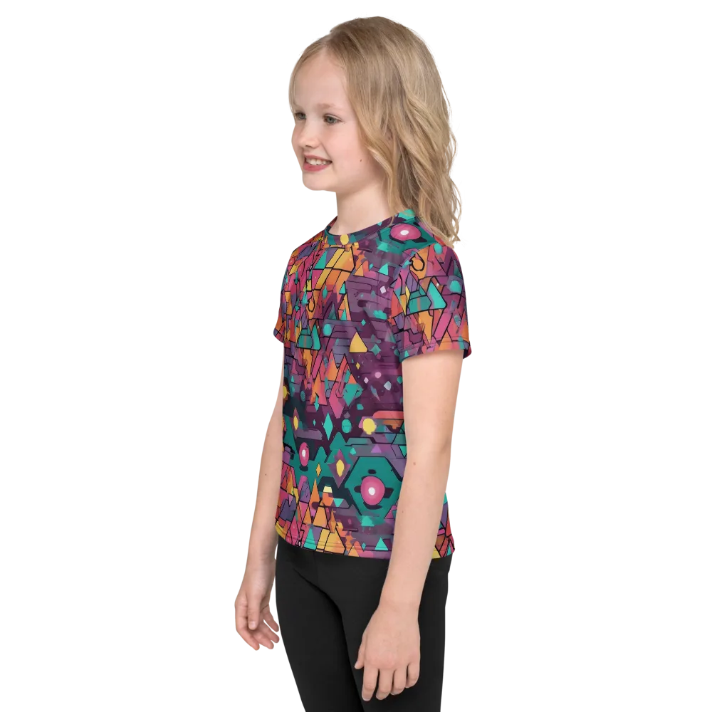 Prismatic Rumble on Kids Crew Neck T-Shirt — Left