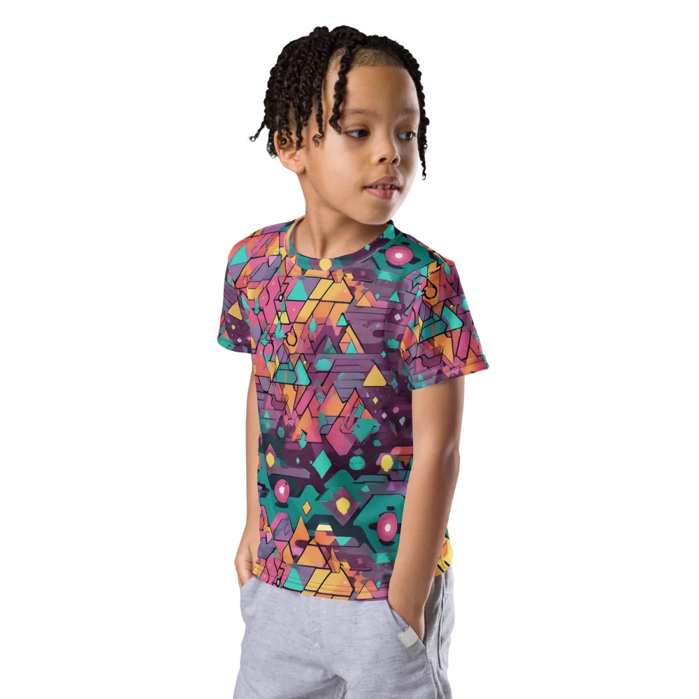 Prismatic Rumble on Kids Crew Neck T-Shirt — Left Front