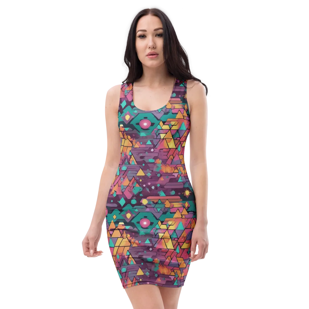 Prismatic Rumble on Bodycon Dress — Front