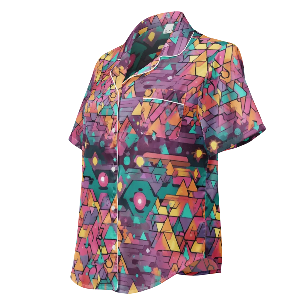 Prismatic Rumble on Women's Short Sleeve Pajama Top — Left Front