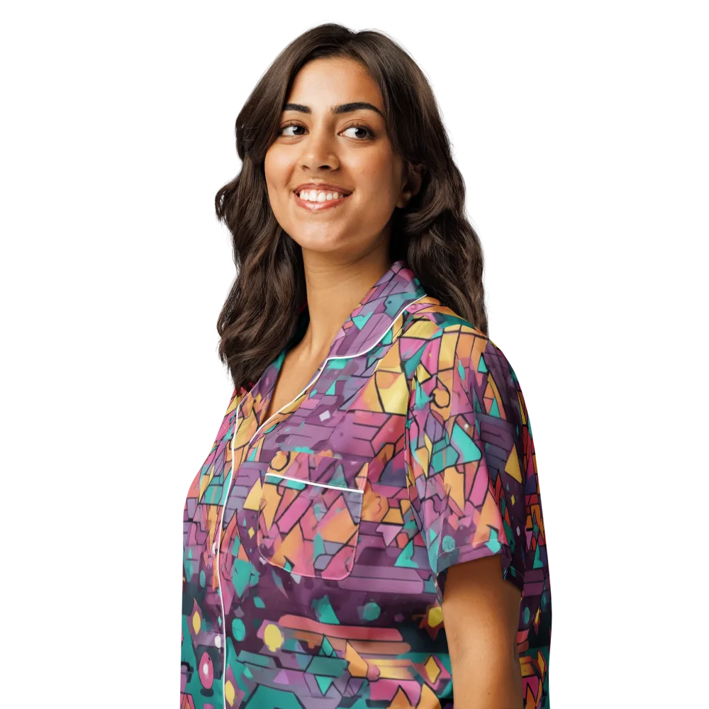 Prismatic Rumble on Women's Short Sleeve Pajama Top — Left Front
