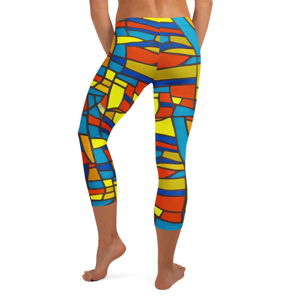 Mondrian Mesh on Capri Leggings — Back