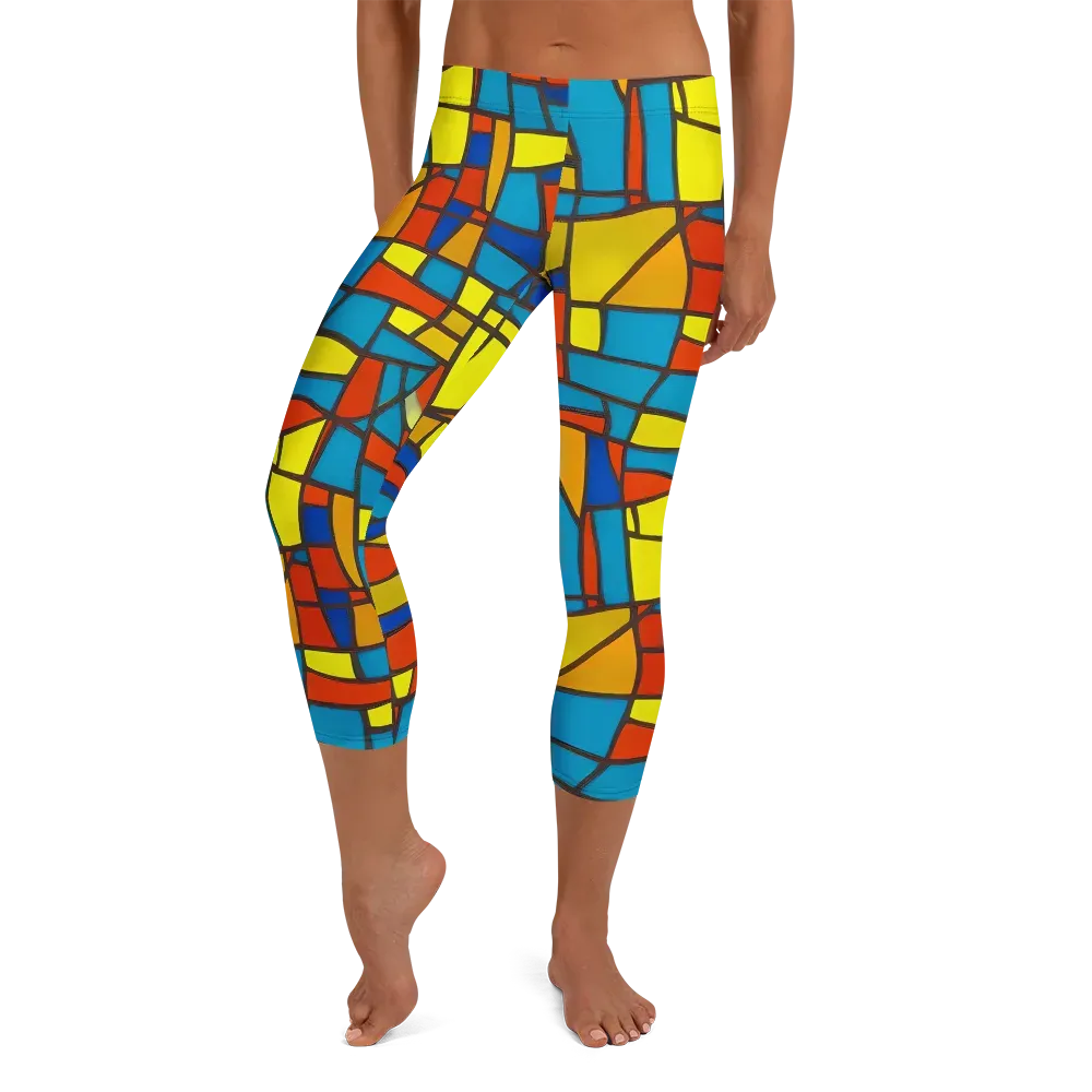 Mondrian Mesh on Capri Leggings — Front