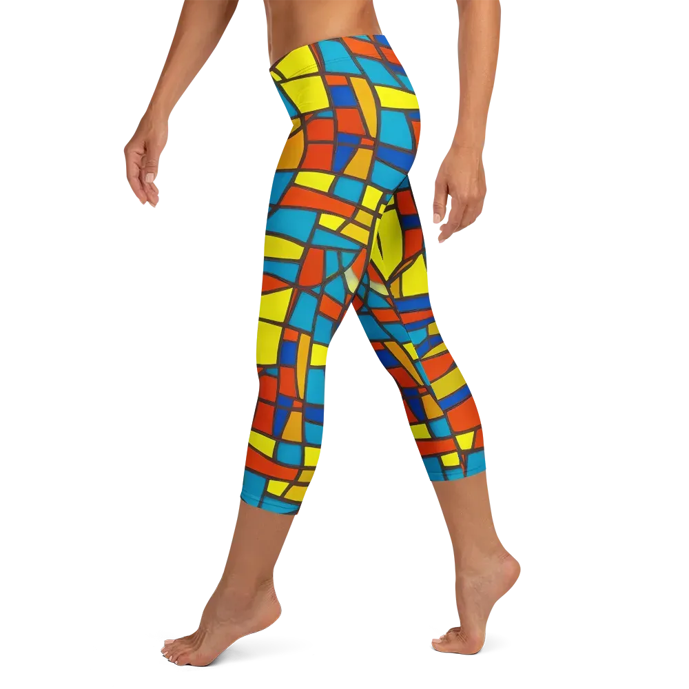 Mondrian Mesh on Capri Leggings — Left