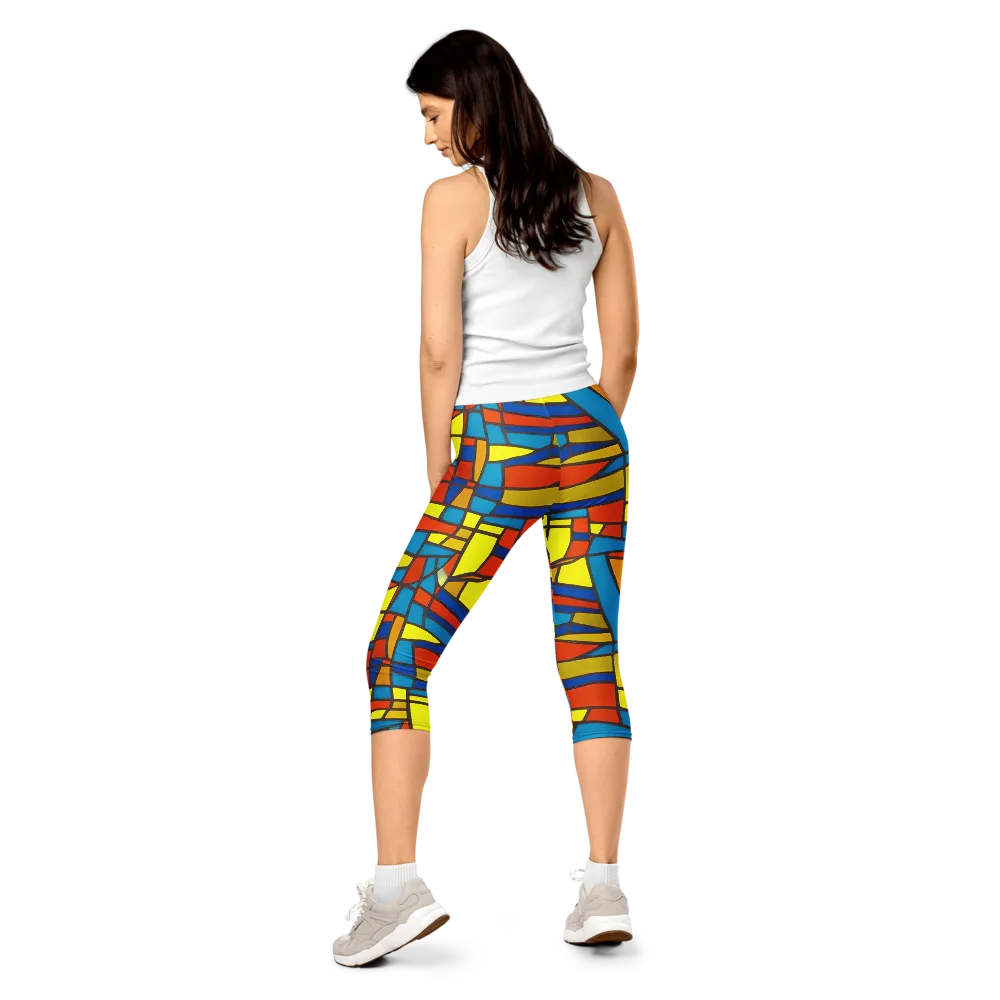 Mondrian Mesh on Capri Leggings — Back