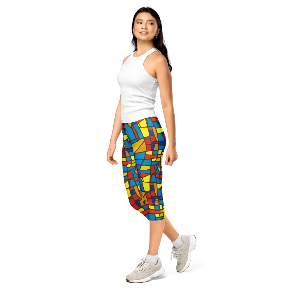 Mondrian Mesh on Capri Leggings — Left Front