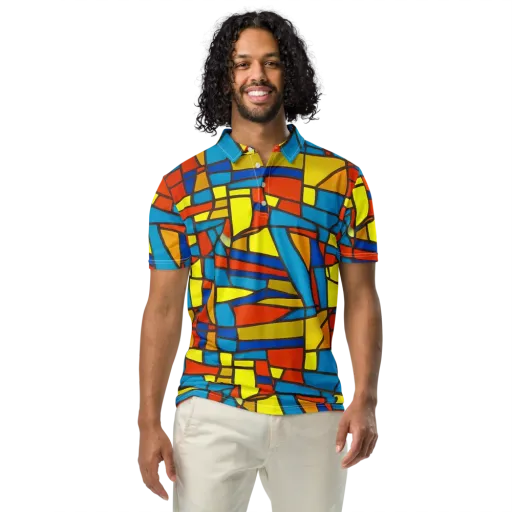 Mondrian Mesh on a Men's Slim Fit Polo Shirt