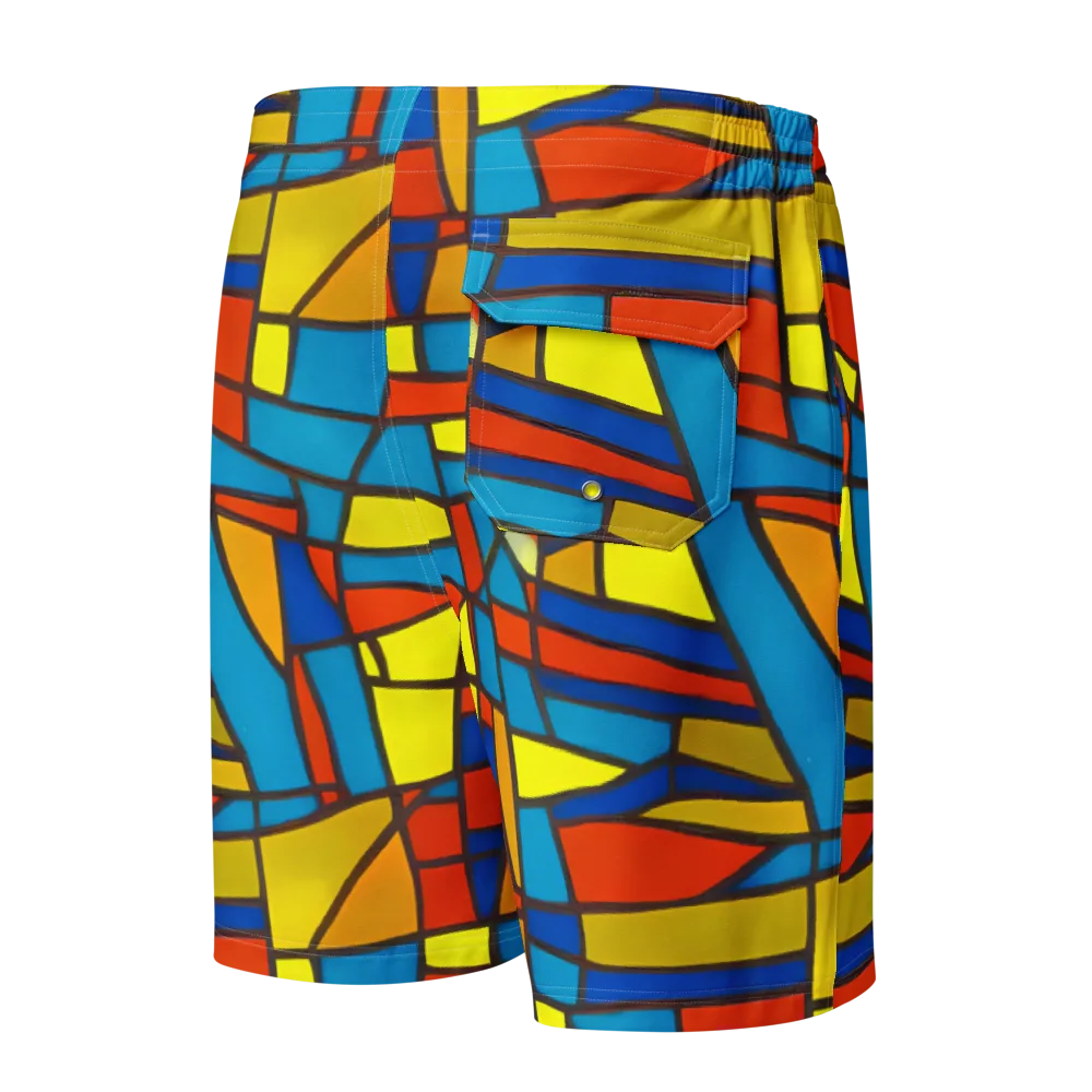Mondrian Mesh on Men's Board Shorts — Back