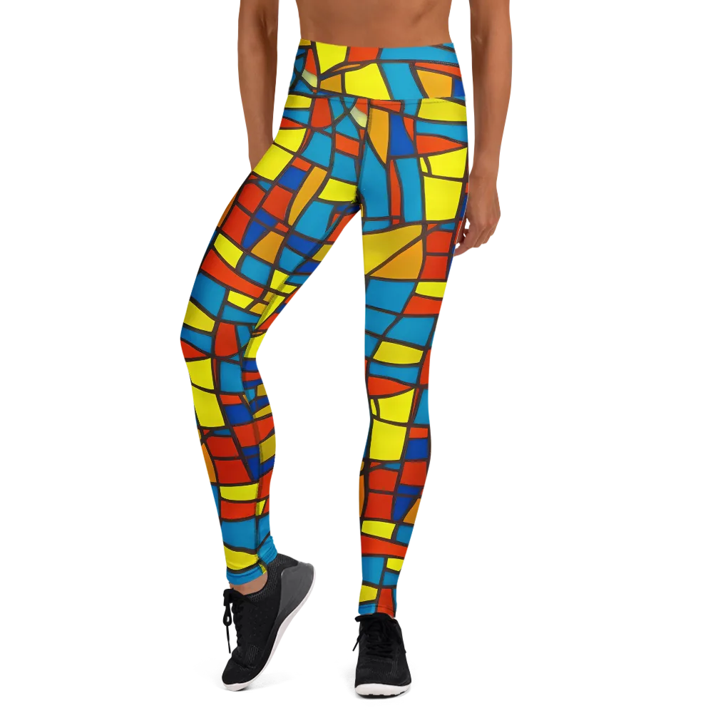 Mondrian Mesh on Yoga Leggings — Front